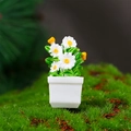 Miniature dollhouse white square pot with daisies for garden micro landscape decor - White Daisy Style