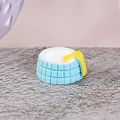 Miniatur Puppenhaus Badewanne in Hellblau mit gelbem Handtuch für die Dekoration - Blaue Runde Badewanne (Modell E)
