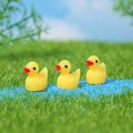Three cute miniature resin yellow ducks for fairy garden and micro landscape decor - Small Yellow Duck