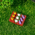 Miniature vegetable platter with carrots, eggplants, and cauliflowers for dollhouse decor - Carrot Field