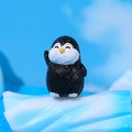 Cute resin penguin figurine waving with closed eyes for moss micro landscape decor - Black And White Style A (Waving)