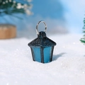 Mini lanterne lumineuse bleue en résine noire avec anneau en métal argenté - Bleu