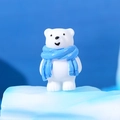 Miniature polar bear figurine with blue scarf on Arctic iceberg landscape decor - Dark Blue Scarf Style (Style D)