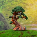 Miniature resin tree house ornament with green leaves and yellow windows for fairy gardens - Tree House Style (A Style)