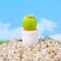 Mini cactus per casa delle bambole in vaso bianco con fiore arancio per micro paesaggi - Design Cactus a Palla ai Fiori d'Arancio (Stile C)