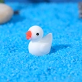 Miniature white resin duck figurine for moss landscape decor with smooth glossy finish - White