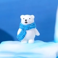 Miniature polar bear figurine with a blue scarf on an iceberg base for DIY micro landscapes - Medium Blue Scarf Style (Style C)