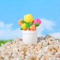 Pianta in vaso di tulipani in miniatura per casa delle bambole con fiori in resina - Stile Tulipano Multicolore (Stile D)