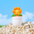 Miniature dollhouse potted flower with orange petals and a white round base - Orange Sunflower Style (Style E)