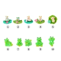 Set of 10 miniature resin frogs for fish tank decor with lotus leaves in 10 different poses - 10pcs/Set