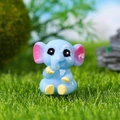 Mini figura de elefante azul claro en resina para decoración de jardín de hadas y bonsái - Pequeño elefante sentado (Estilo B)