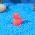 Miniature pink resin duck figurine for DIY micro landscape and creative garden decor - Red