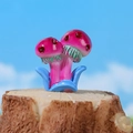 Miniature decorative pink resin mushrooms on blue base for succulent garden landscape - Pink (Style C)