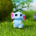 Figura de elefante de resina azul claro con orejas rosas para micro paisajes - Elefante sentado con trompa enrollada (Estilo C)