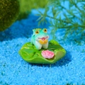 Miniatura rana en hoja de loto verde con flor rosa decoración para acuario - Estilo B