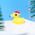 Mini statuetta di anatra in resina con cappello di Natale rosso per micro paesaggi fai-da-te - Giallo