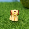 Figurine de chiot jaune en résine avec oreilles rouges pour micro paysages de bonsaï - Chien