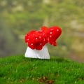 Miniature double red mushroom figurines with white spots for fairy garden decor - Twin Mushrooms (G Style)