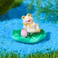 Figura de rana miniatura en hoja de loto para decoración de paisajes de acuarios - Estilo C