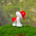 Miniature dual red resin mushrooms for fairy gardens and succulent micro landscapes - Tall and Short Mushrooms (H Style)
