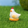 Miniature de coq en résine sur nid doré pour décoration de micro-paysage - Coq