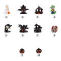 Set of 10 Halloween resin miniatures featuring ghosts, castles, and pumpkin figurines - Full Style Collection