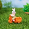 Miniature resin white rabbit riding an orange tricycle for succulent garden decoration - Rabbit Riding Scooter