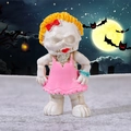 Figurine squelette féminin en robe rose avec cheveux jaunes pour Halloween - Style C
