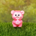 Cute pink resin monkey figurine holding a peach for moss micro landscape decor - Pink Monkey