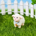 Miniature white resin sheep figurine with blue collar and golden bell for micro landscape - Yellow Mouth Sheep