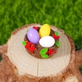 Miniatur-Vogelnest aus Harz mit bunten Eiern für DIY-Moos-Mikrolandschaft-Dekoration - Vogelnest Mit Eiern