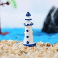 Miniature blue and white Mediterranean lighthouse ornament for micro landscape aquarium - Blue