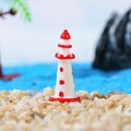 Mediterranean red and white miniature lighthouse for aquarium and succulent decor - Red