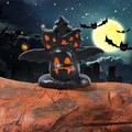 3D Halloween Fledermaus Figur mit leuchtend orangefarbenen Augen für gruselige Dekoration - Fledermausschloss Stil (Stil B)