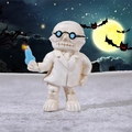 Statuetta di scheletro dottore per Halloween in resina con occhiali blu e un razzo - Modello E