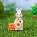 Miniature resin rabbit figurine wearing yellow dress with orange basket for micro landscape - Yellow Rabbit With Flower Basket