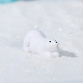 Miniature polar bear figurine in white resin with fur texture for micro landscapes - Walking Lying Polar Bear (C)