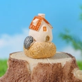 Miniature resin house with orange roof on stone base for garden landscape decor - Pointed Roof Cottage (Style C)