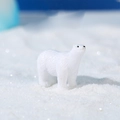 Polar bear miniature figurine in pure white with realistic fur texture on white sand - Walking Standing Polar Bear (D)