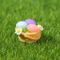 Miniature Easter egg basket with pastel resin eggs and daisy flowers for micro landscape - Easter Basket With Eggs