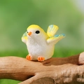 Miniature yellow resin bird figurine with blue wings for succulent garden decor - Spreading Wings Yellow White Style (B)