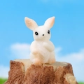 Miniature white rabbit resin figurine with pink details for succulent garden decor - Large Rabbit
