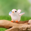 Pink resin bird figurine with blue wing tips and orange beak for micro landscapes - Spreading Wings Light Pink Blue Style (C)