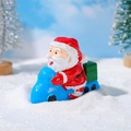 Statuina di Babbo Natale su motoslitta blu in resina per decorazioni natalizie in miniatura - Stile Babbo Natale in Motoslitta (E Style)