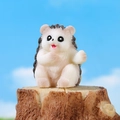 Cute resin hedgehog figurine on wood stump base for miniature garden landscape - Large Hedgehog