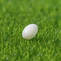 Polished white resin Easter egg ornament placed on fresh green grass background - White Egg