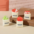 Miniature resin fruit baskets with tomatoes, apples and strawberries for desk decor - Tomato Series Collection