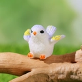 Cute miniature resin bird figurine in white and lilac purple for succulent garden decor - Spreading Wings Lavender White Style (E)
