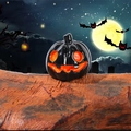 3D Halloween pumpkin lantern decoration in glossy black and orange resin finish - Black Glossy Jack-o'-lantern (Style I)