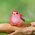 Miniature pink resin bird figurine with detailed feather texture for succulent gardens - Sitting Rose Pink Style (H)
